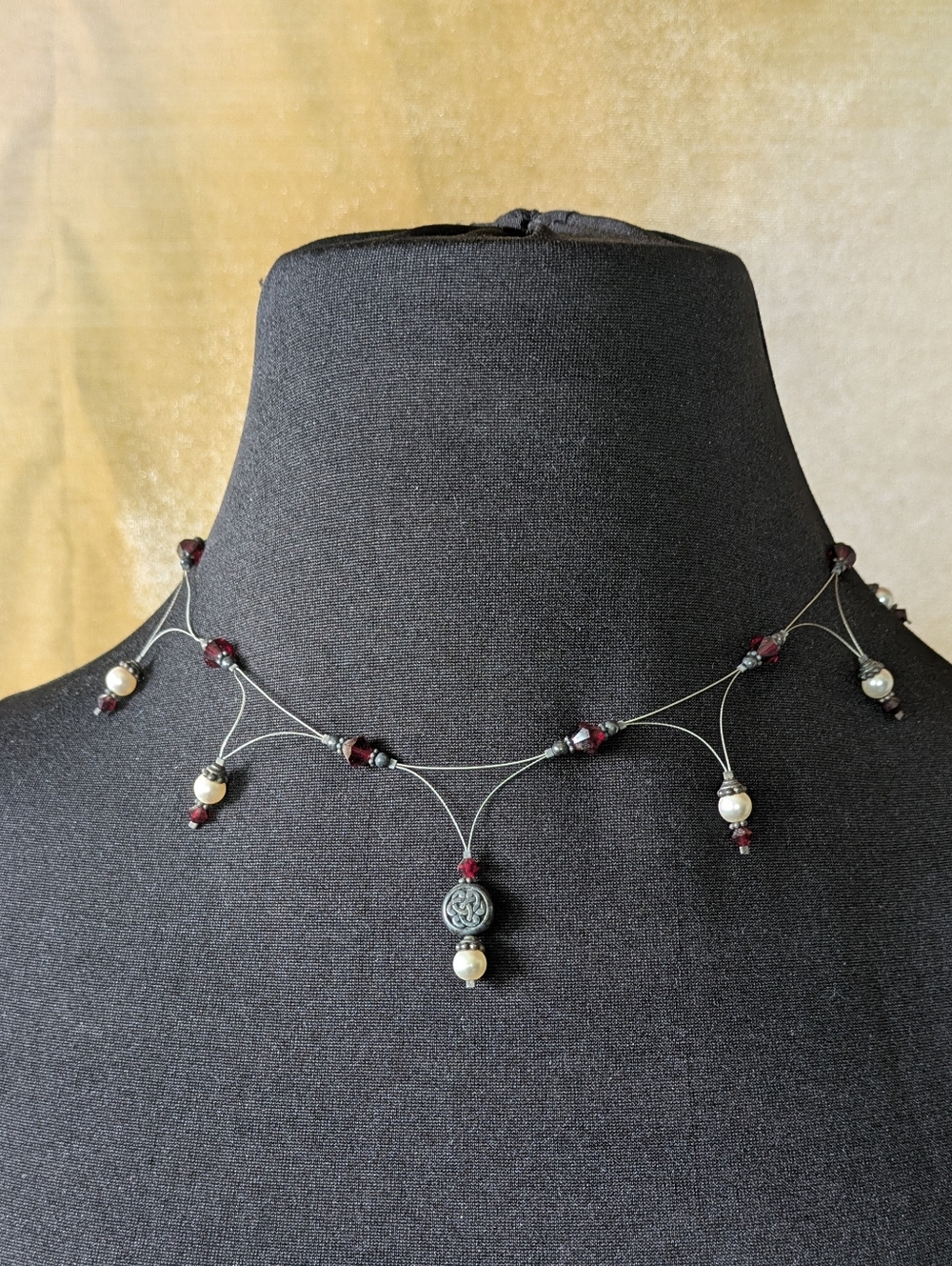 Vintage Floating Pearl & Beaded Choker Necklace Wire NWOT